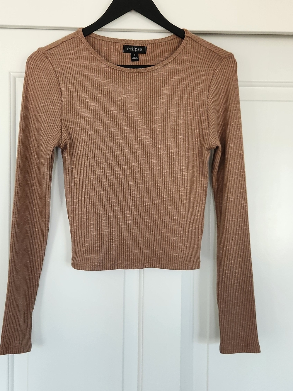 Eclipse Ribbed Long Sleeve Top - Camel